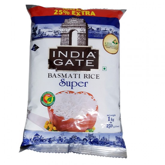 Rice India Gate Basmati Rice Super 1kg+250gm
